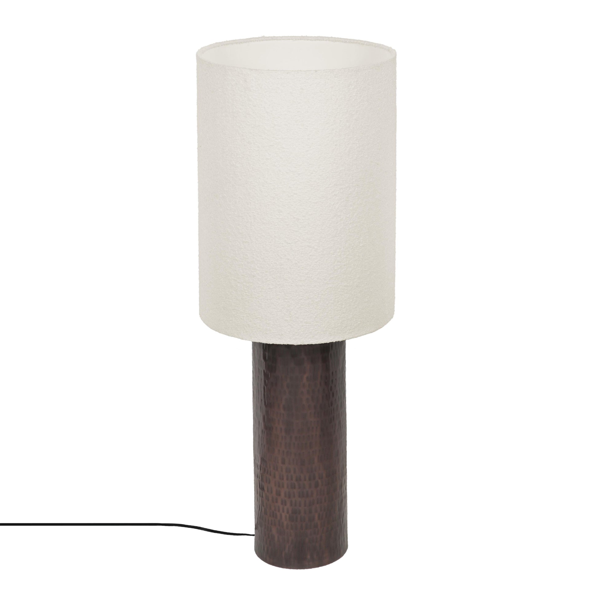 Grava Boucle &amp; Hammered Bronze Metal Floor Lamp Black, White by Tov Furniture