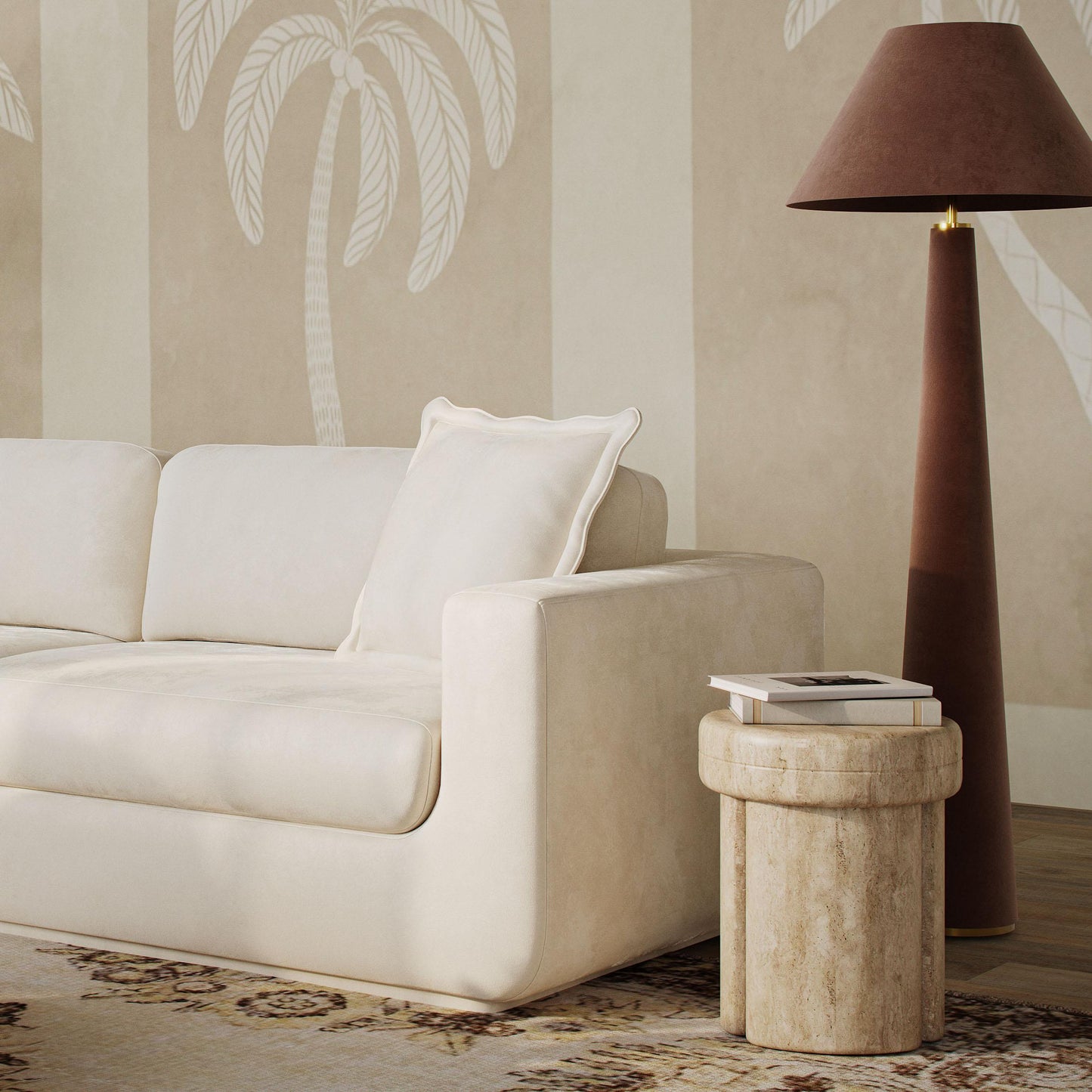 Graham Velvet Floor Lamp Chocolate Brown by Tov Furniture