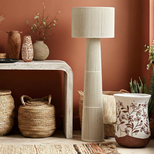 Tapered Natural Chenille Fiber Floor Lamp by TOV Furniture – photo 2 of 7
