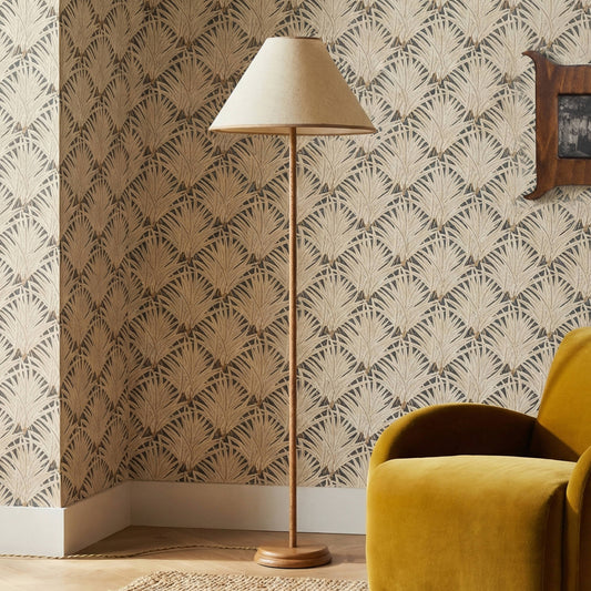 Keria Natural Vegan Leather and Raffia Contract-Grade Floor Lamp by TOV Furniture – photo 2 of 8