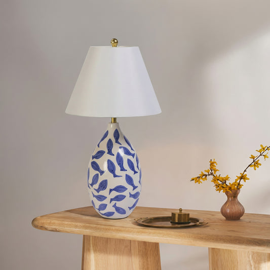 Sardine White & Blue Ceramic Table Lamp by TOV Furniture – photo 2 of 6
