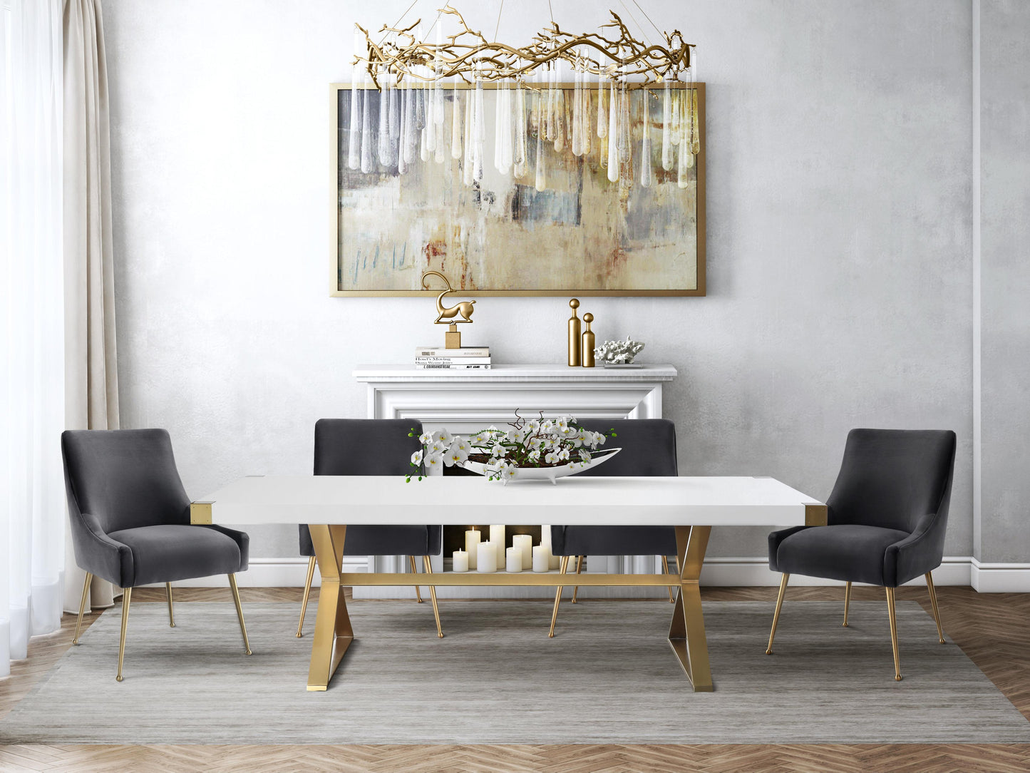 Adeline White Lacquer Dining Table by TOV