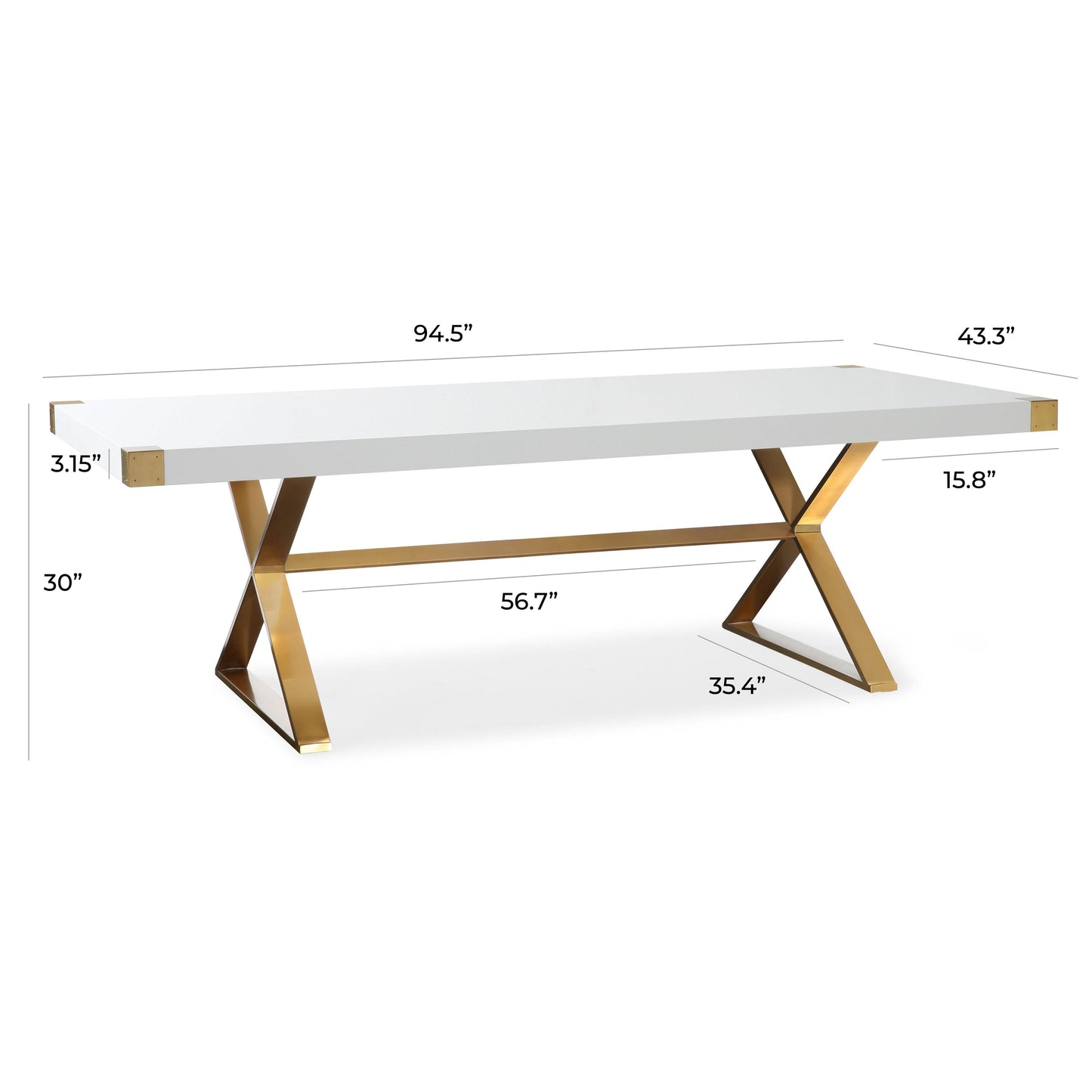 Adeline 95 Lacquer Rectangular Dining Table by TOV D68303