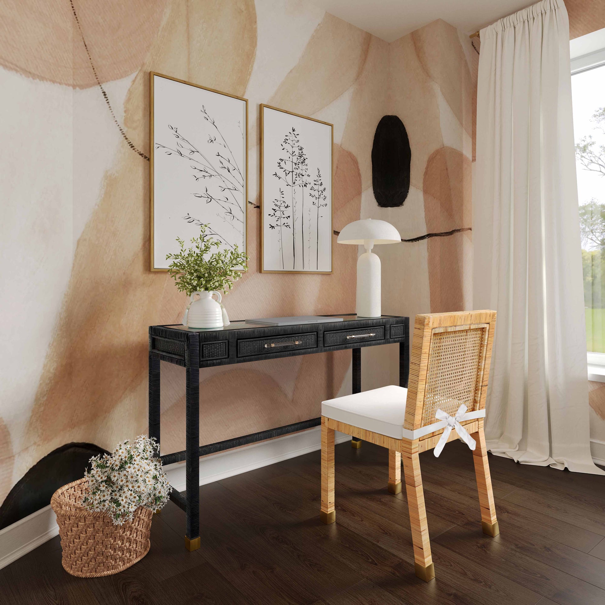 Amara 47 Woven Rattan Desk by TOV H21011