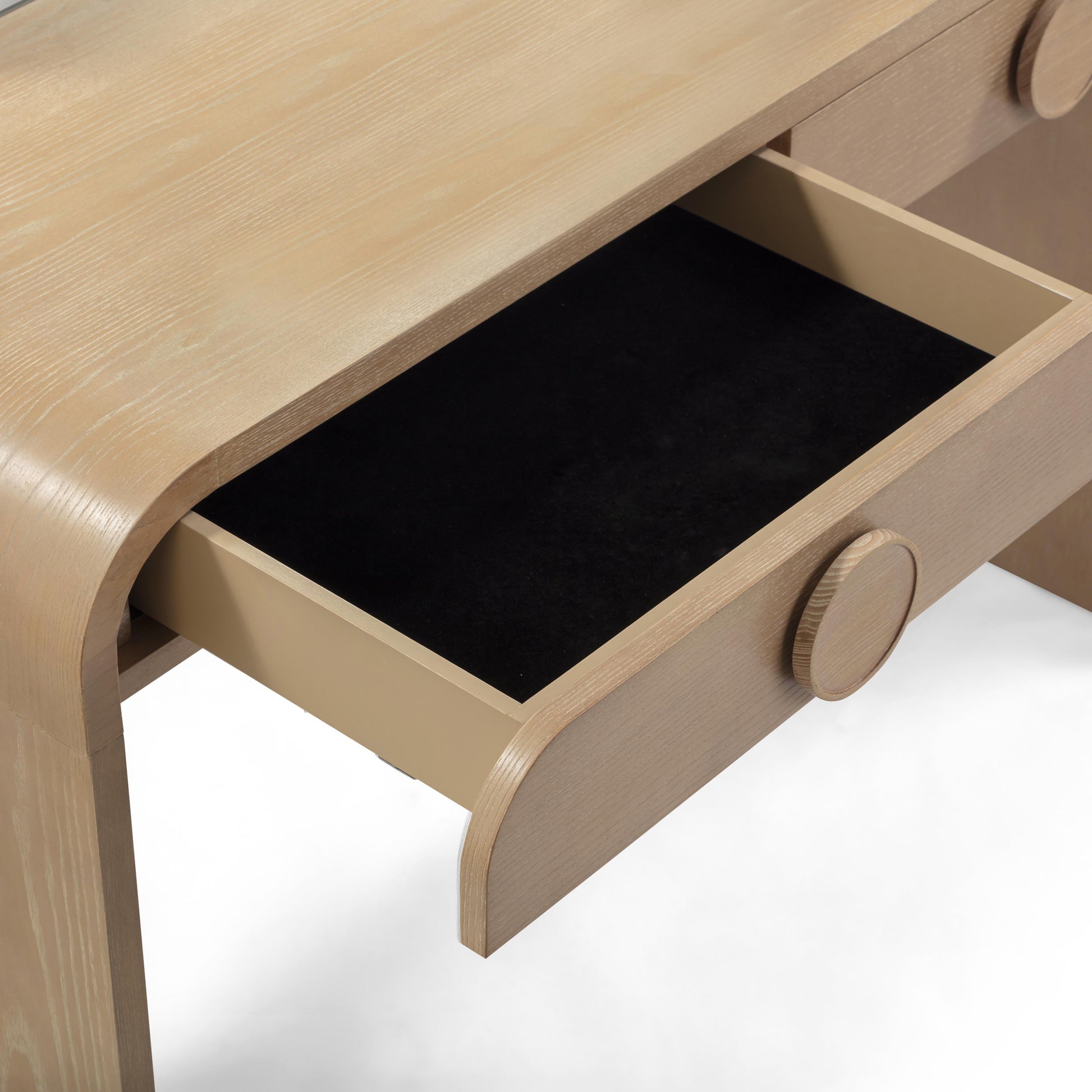 Moonrise 48 Natural Ash 2 Drawer Vanity Desk With Mirror by TOV H54326