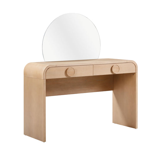 Moonrise 48 Natural Ash 2-Drawer Vanity Desk with Mirror Natural by Tov Furniture