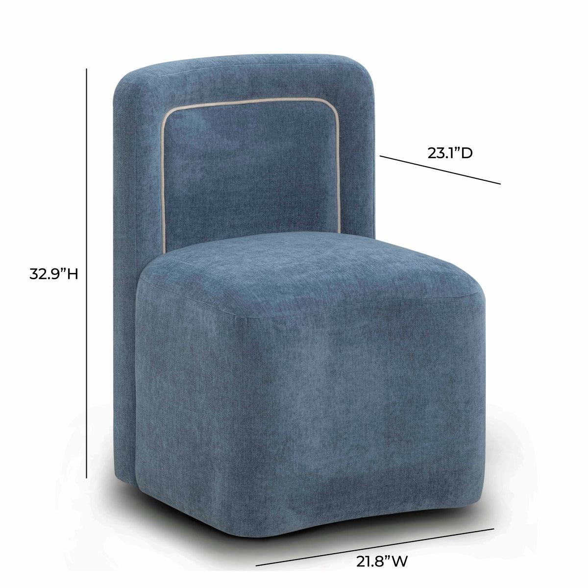 Dolce Blue Performance Velvet Rolling Desk Chair by TOV Furniture – photo 7 of 8