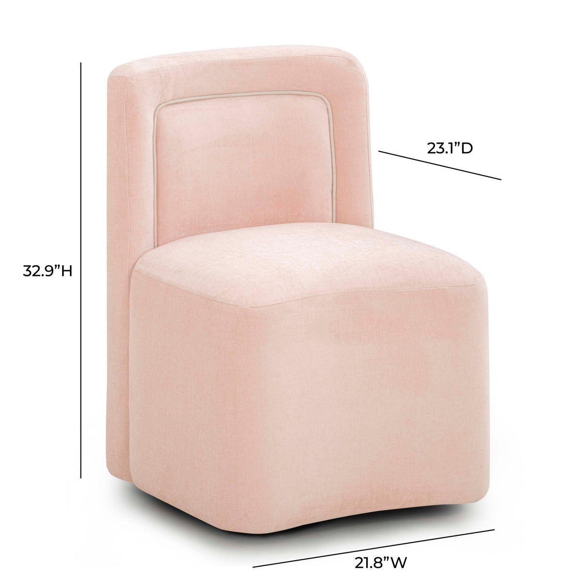 Dolce Pink Performance Velvet Rolling Desk Chair by TOV Furniture – photo 7 of 8