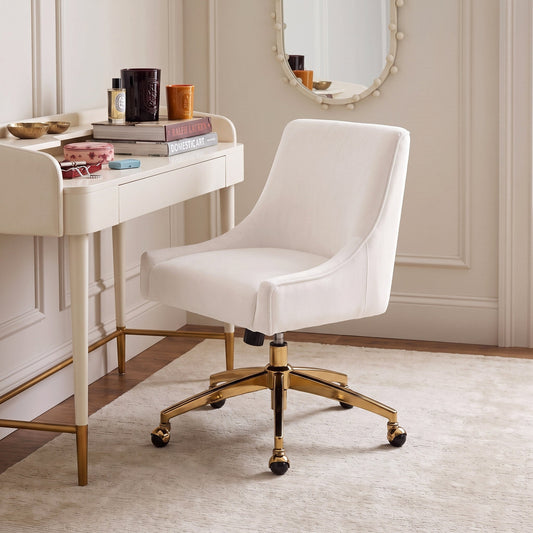 Beatrix Cream Performance Velvet Office Swivel Chair by TOV Furniture – photo 2 of 7