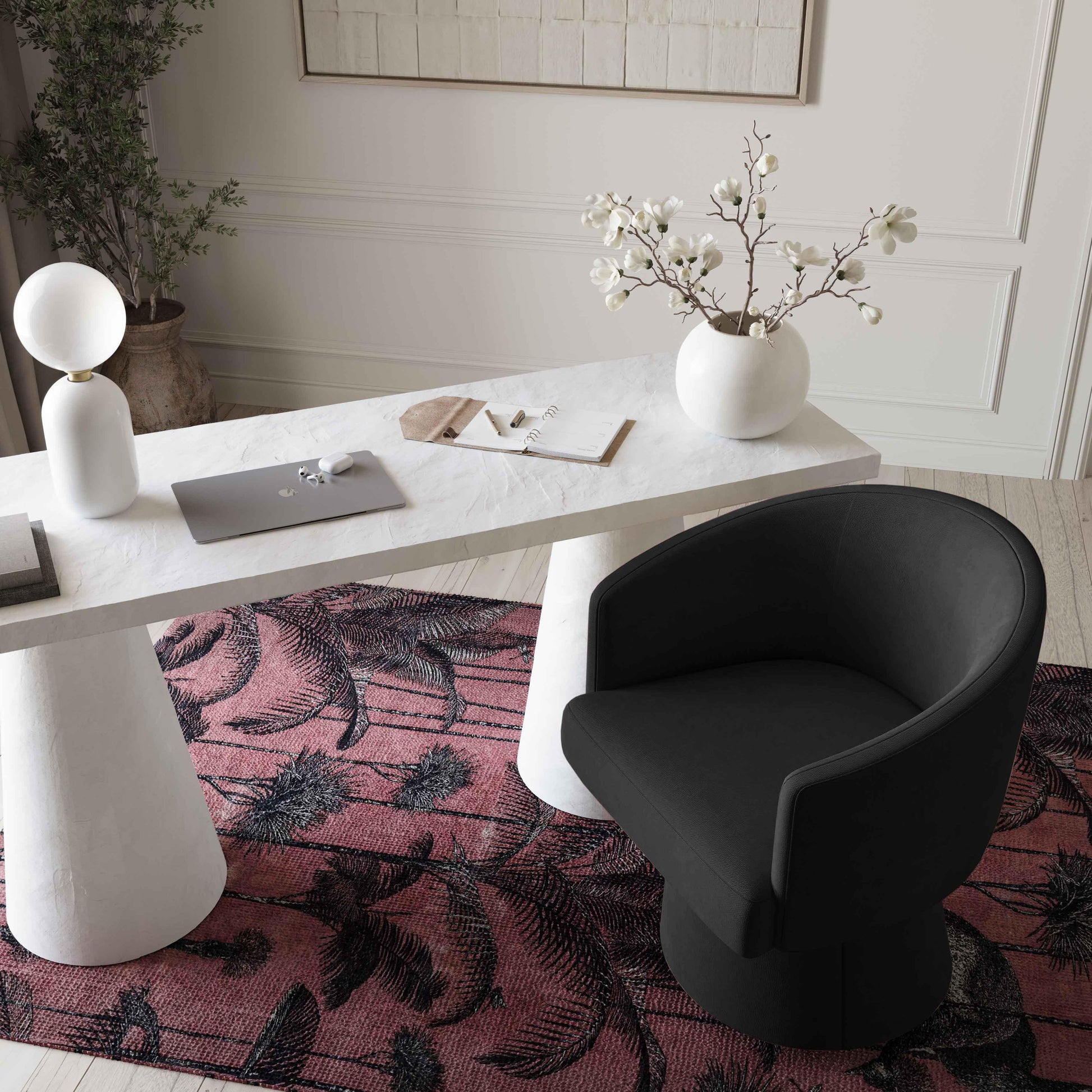 Kristen Upcycled Chenille Rolling Desk Chair by TOV H69312