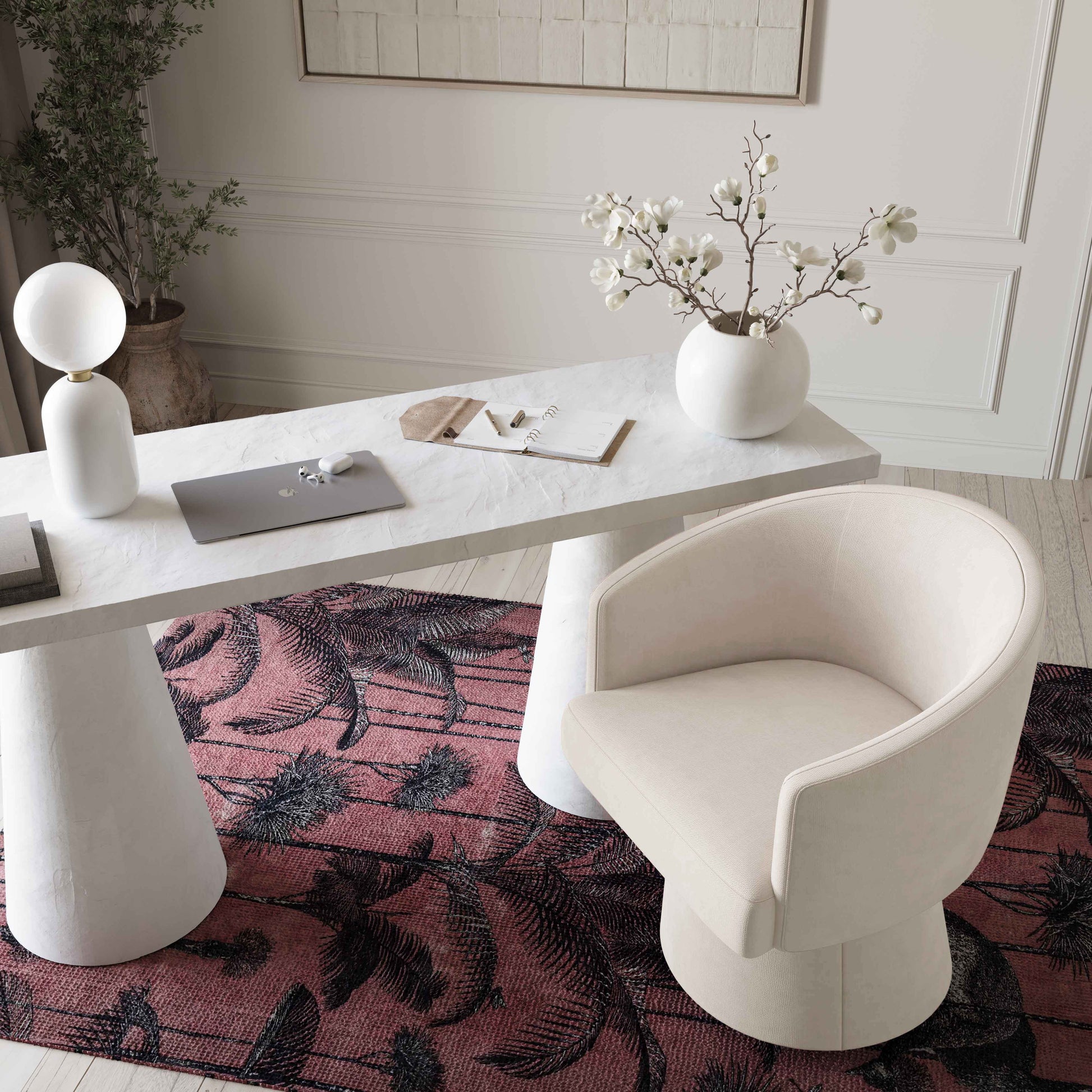 Kristen Upcycled Chenille Rolling Desk Chair by TOV H69158