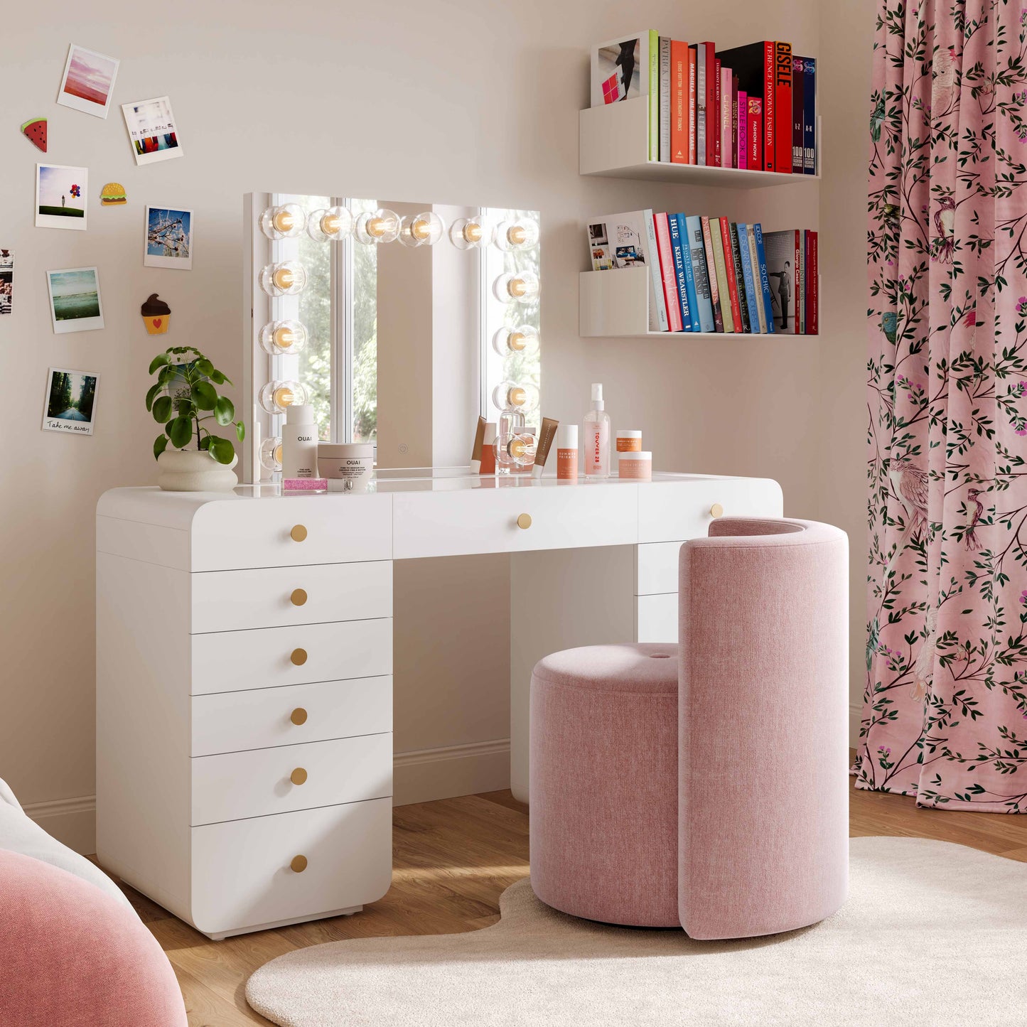 Alyssa Upcycled Performance Velvet Rolling Desk Chair Pink by Tov Furniture