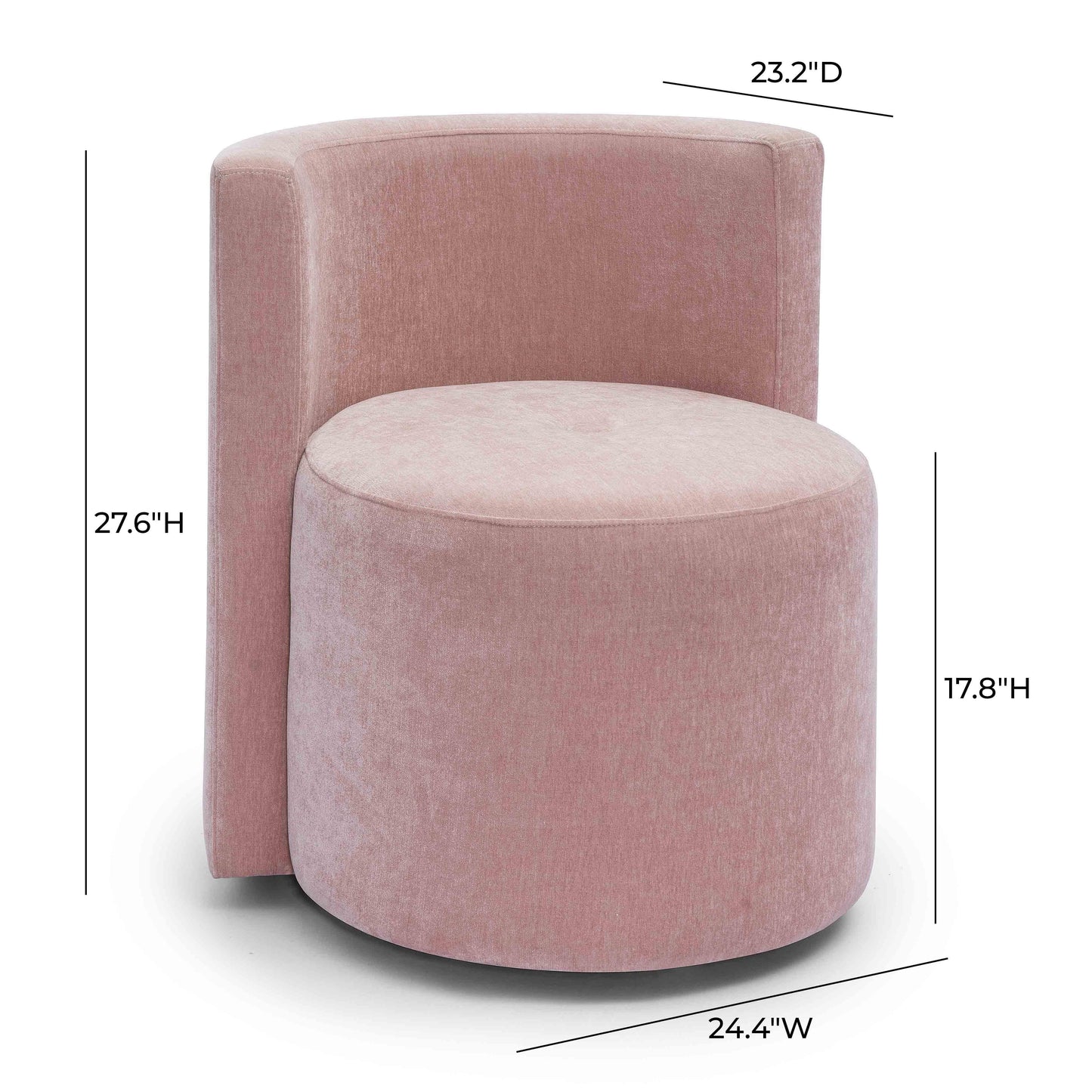 Alyssa Upcycled Performance Velvet Rolling Desk Chair Pink by Tov Furniture