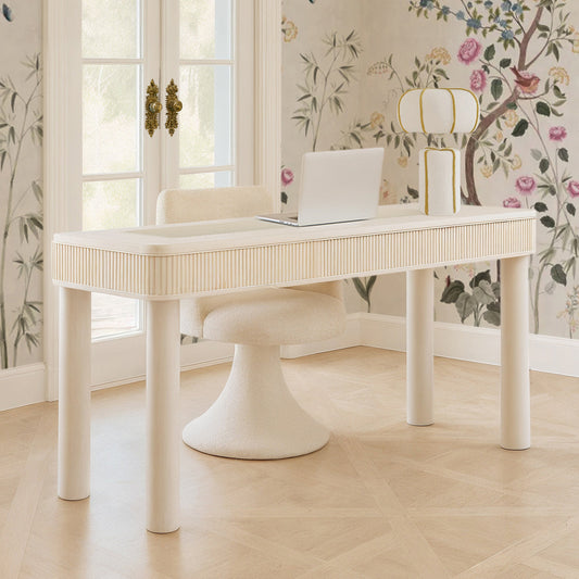 Sarah 55" Cream 2-Drawer Executive Work Desk by TOV Furniture – photo 11 of 11