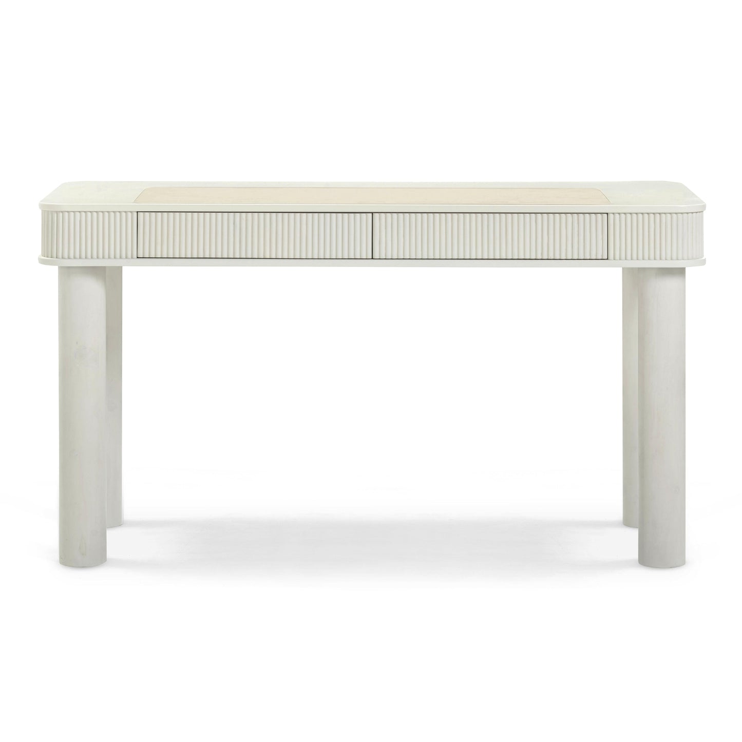Sarah 55" Cream 2-Drawer Executive Work Desk Cream by Tov Furniture
