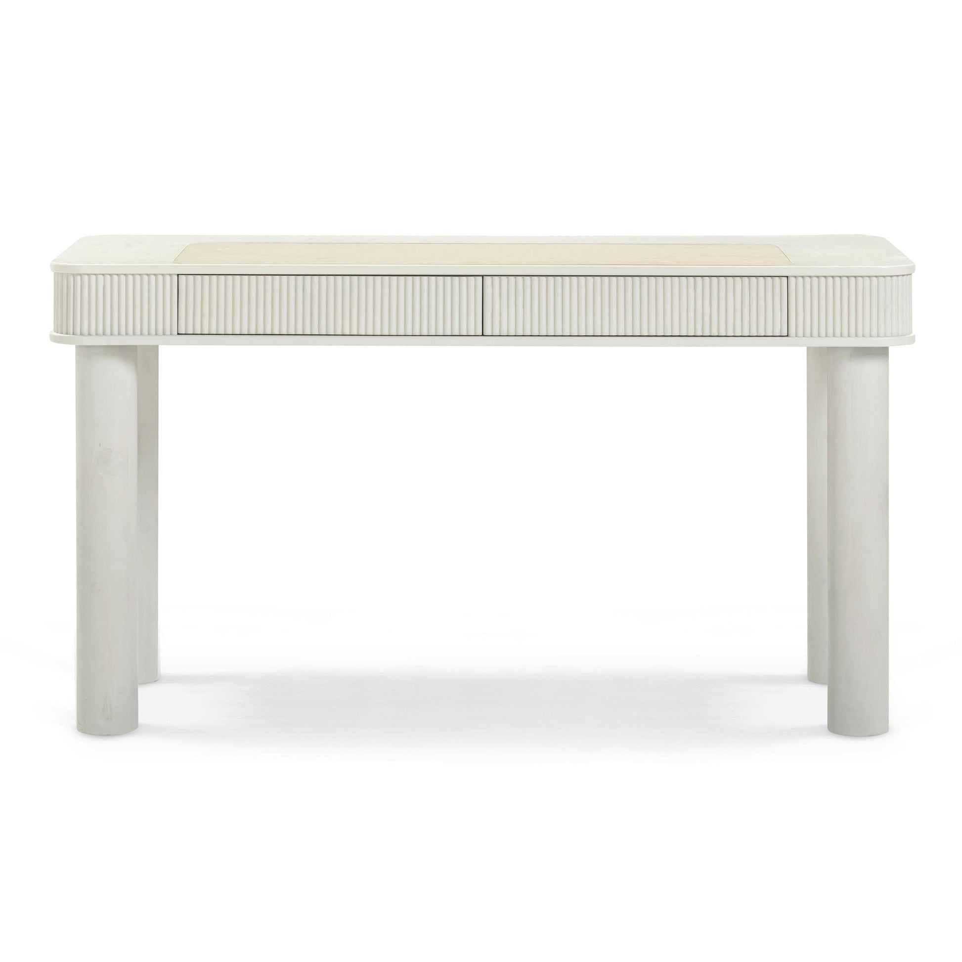 Sarah 55" Cream 2-Drawer Executive Work Desk Cream by Tov Furniture