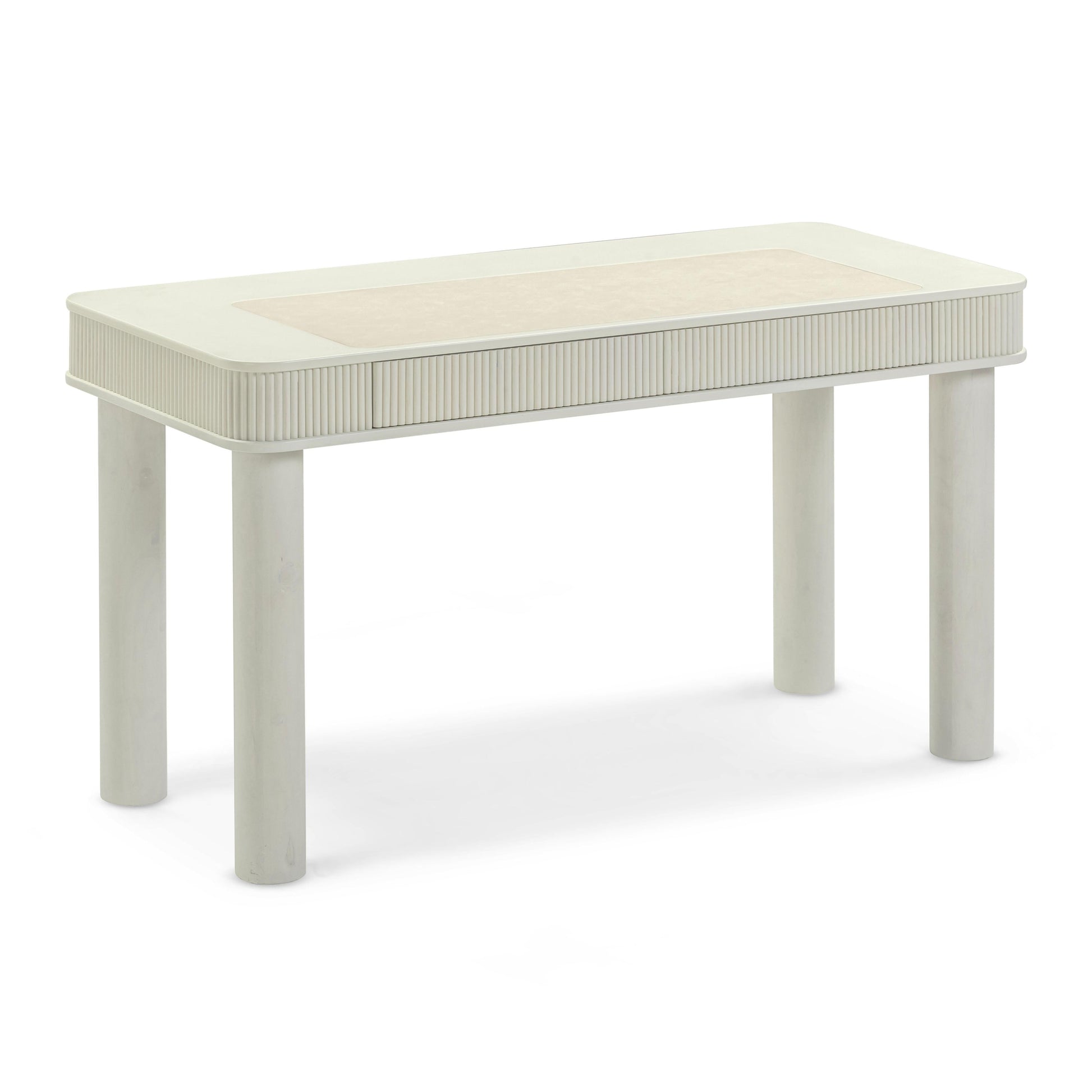 Sarah 55" Cream 2-Drawer Executive Work Desk Cream by Tov Furniture