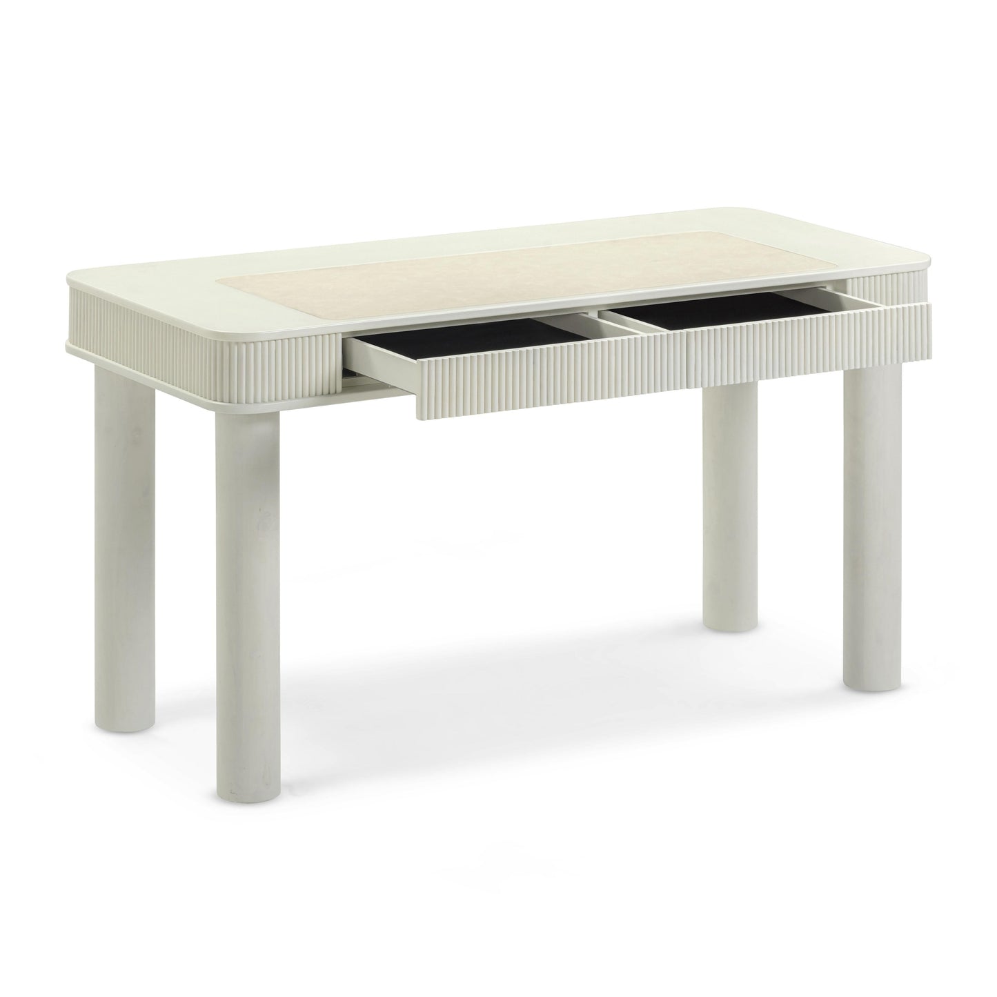 Sarah 55" Cream 2-Drawer Executive Work Desk Cream by Tov Furniture
