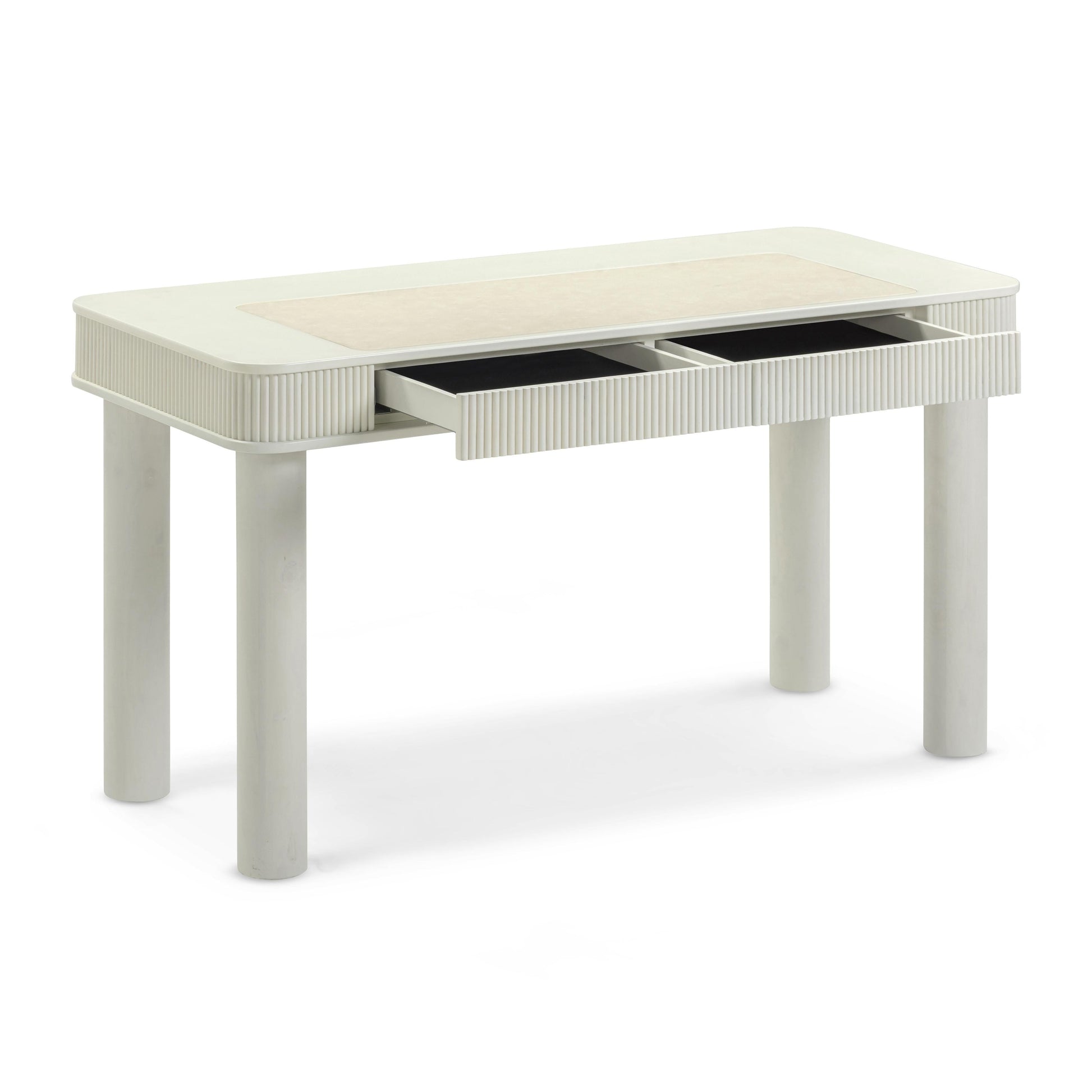 Sarah 55" Cream 2-Drawer Executive Work Desk Cream by Tov Furniture