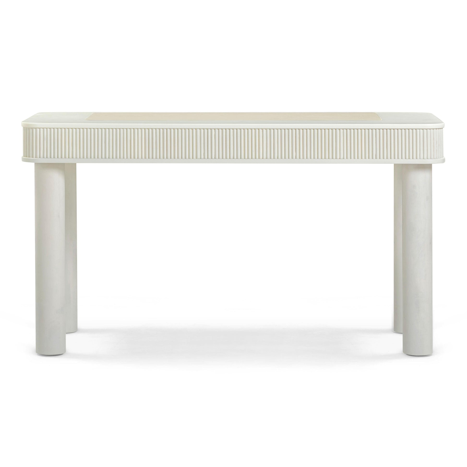 Sarah 55" Cream 2-Drawer Executive Work Desk Cream by Tov Furniture