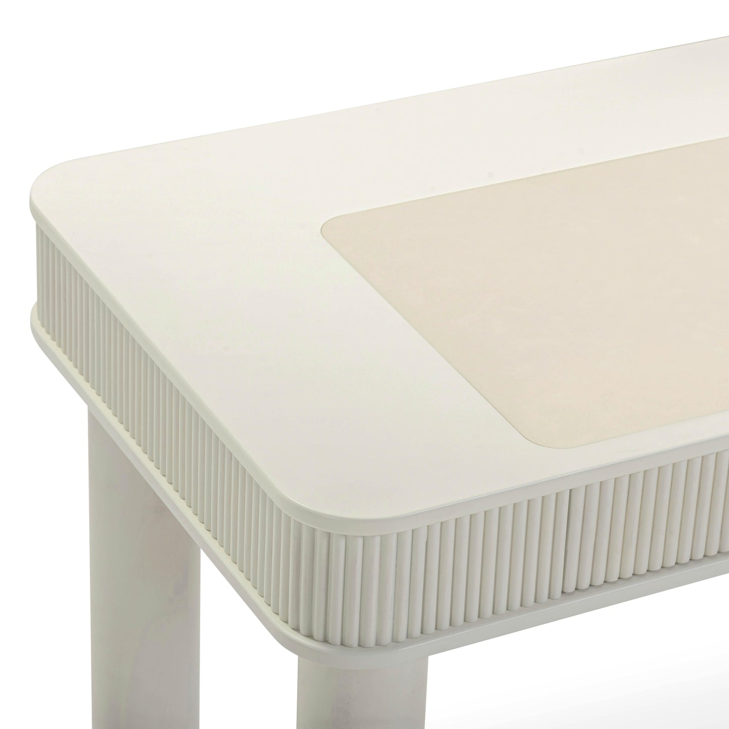 Sarah 55" Cream 2-Drawer Executive Work Desk Cream by Tov Furniture