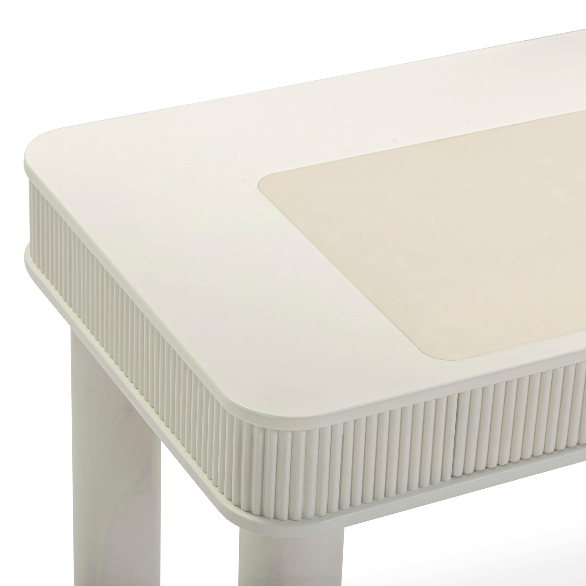 Sarah 55" Cream 2-Drawer Executive Work Desk Cream by Tov Furniture