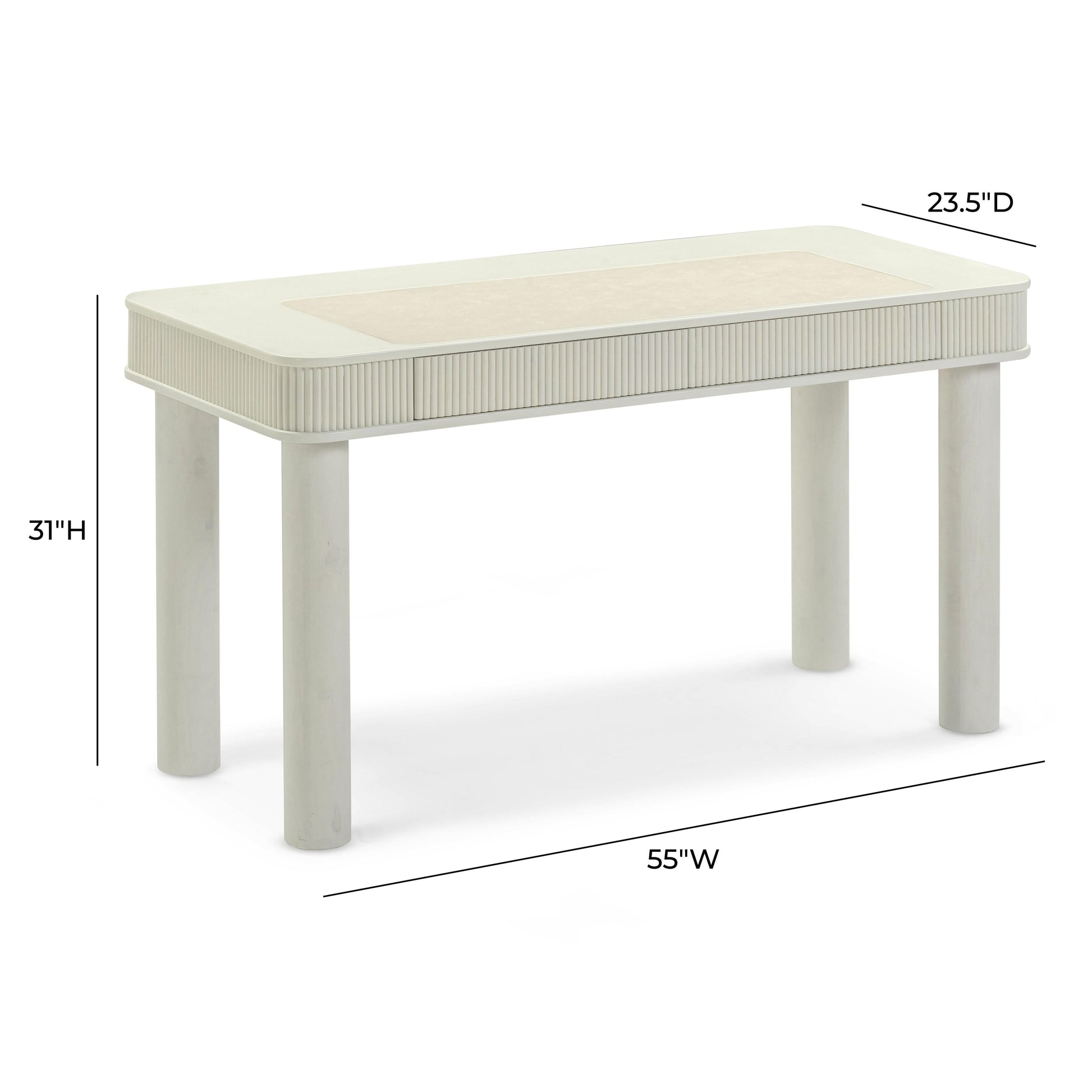 Sarah 55" Cream 2-Drawer Executive Work Desk Cream by Tov Furniture