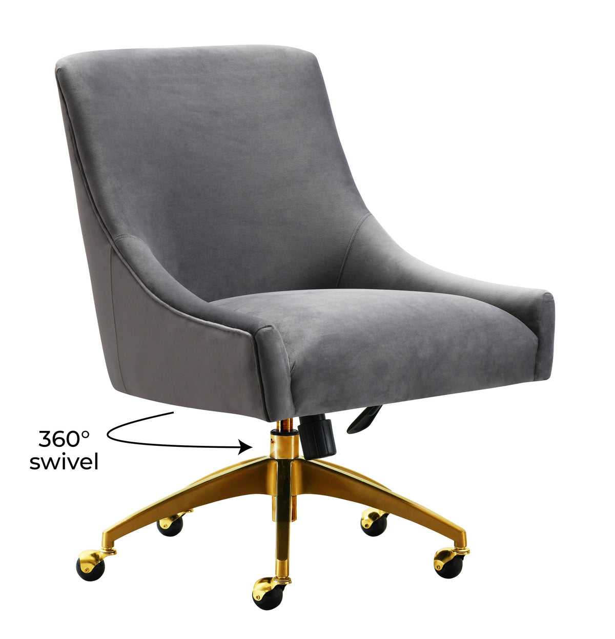 Beatrix Performance Velvet Office Swivel Chair in Grey by TOV Furniture – photo 6 of 7