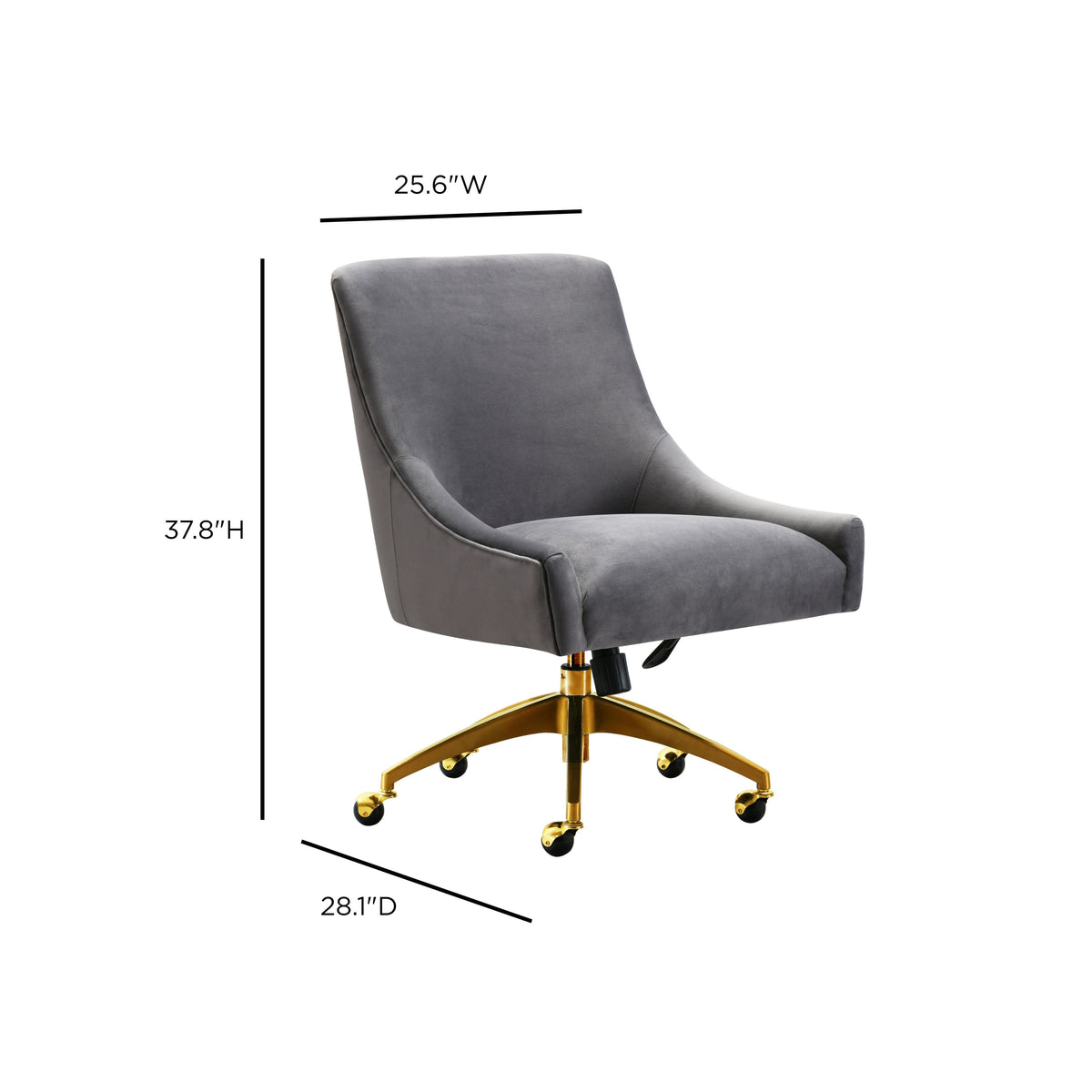 Beatrix Performance Velvet Office Swivel Chair in Grey by TOV Furniture – photo 7 of 7