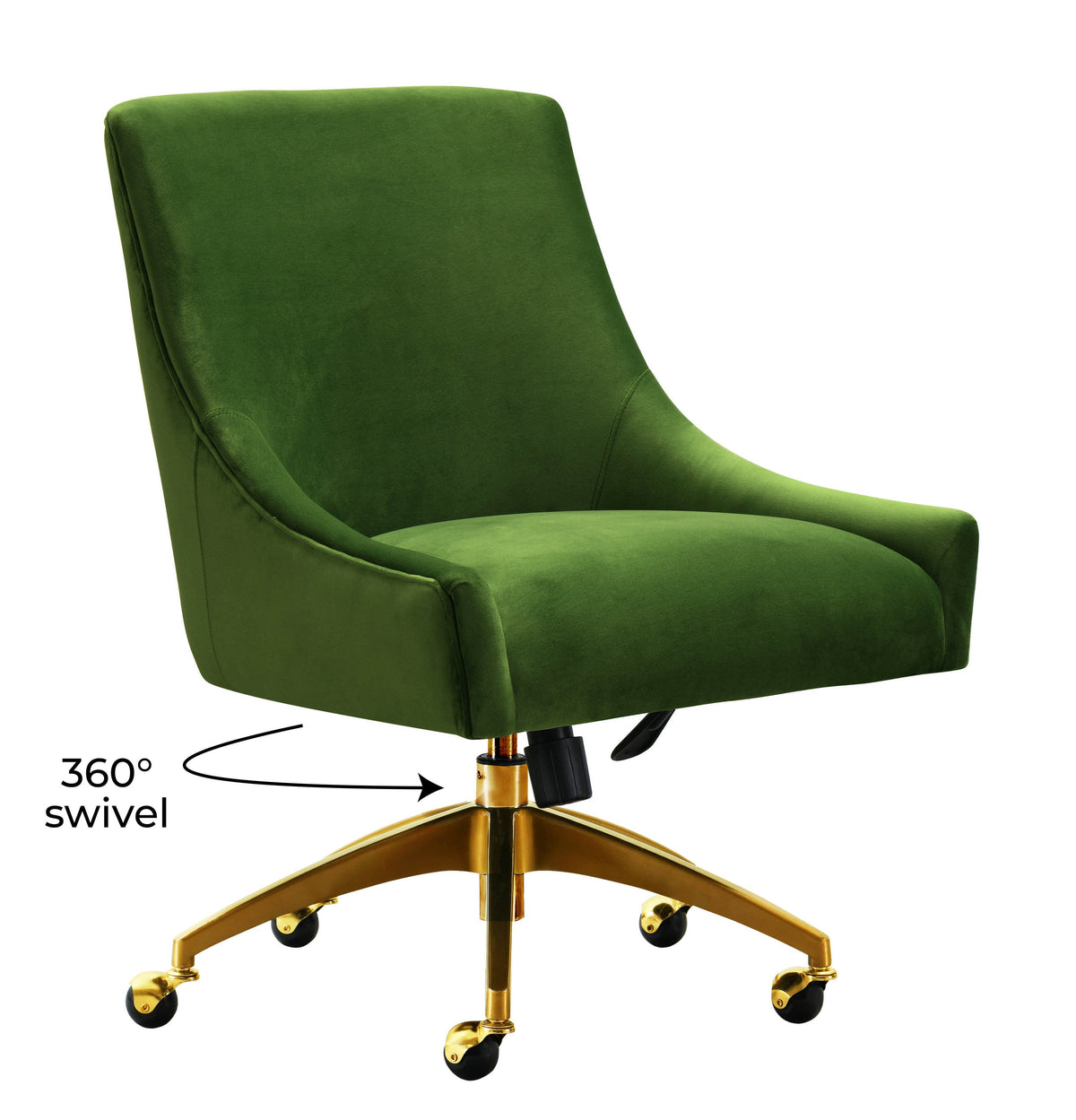 Beatrix Performance Velvet Office Swivel Chair in Green by TOV Furniture – photo 5 of 6