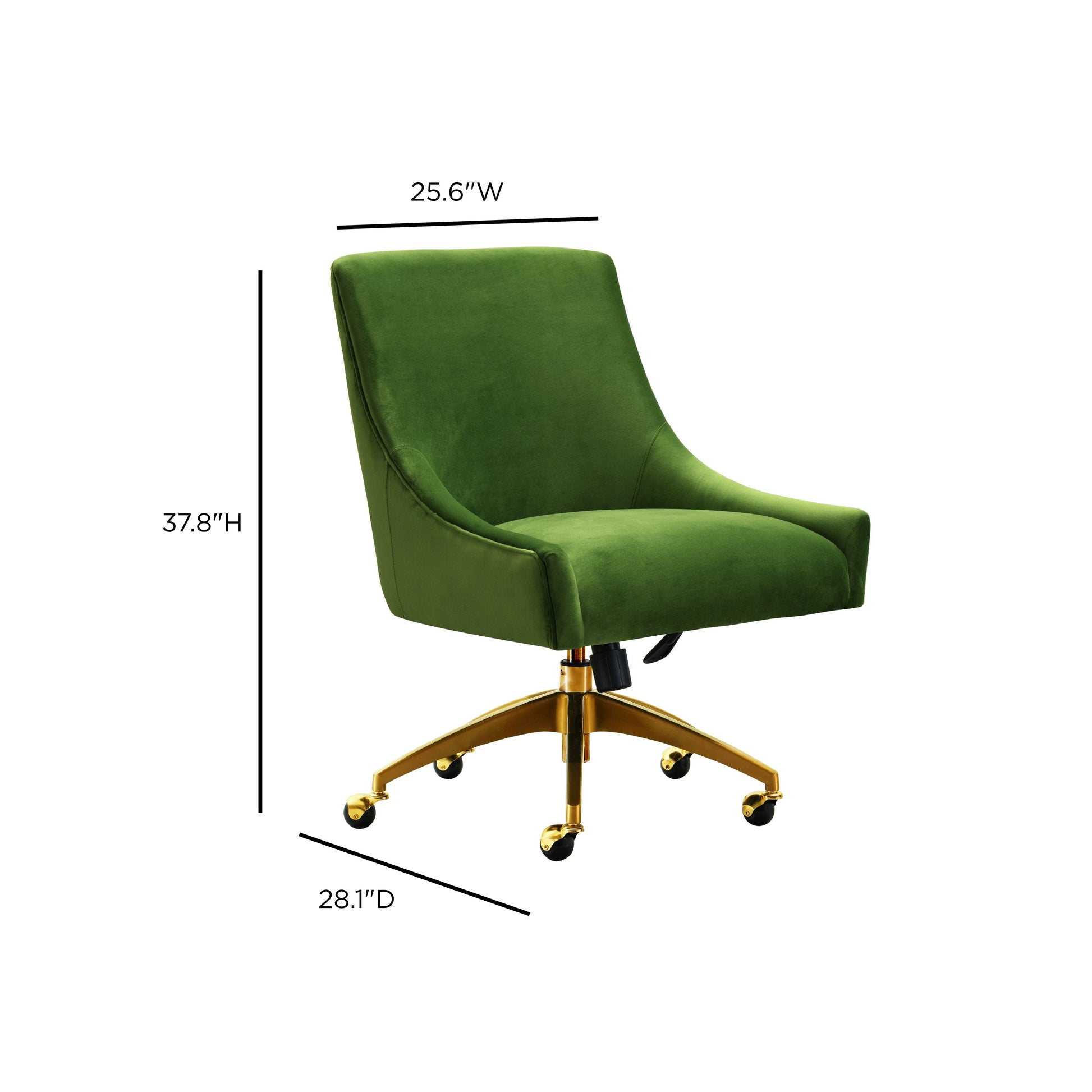 Beatrix Performance Velvet Office Swivel Chair Green by Tov Furniture