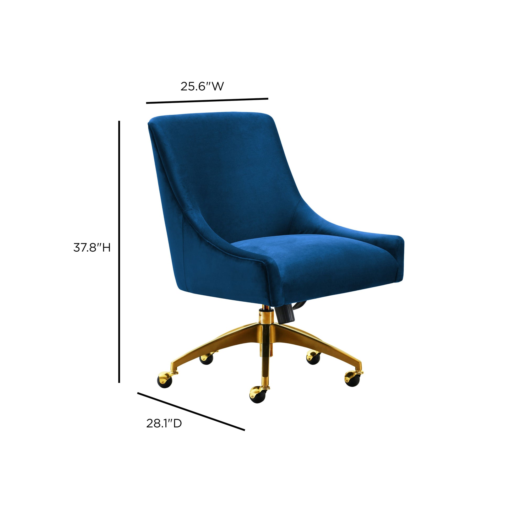 Beatrix Performance Velvet Office Swivel Chair Navy by Tov Furniture