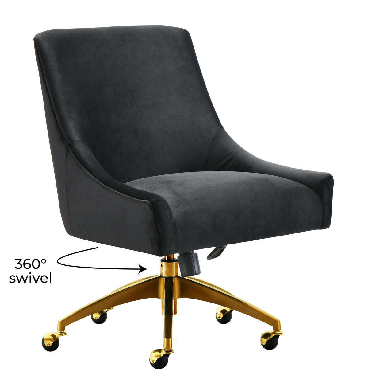 Beatrix Performance Velvet Office Swivel Chair in Black by TOV Furniture – photo 5 of 6