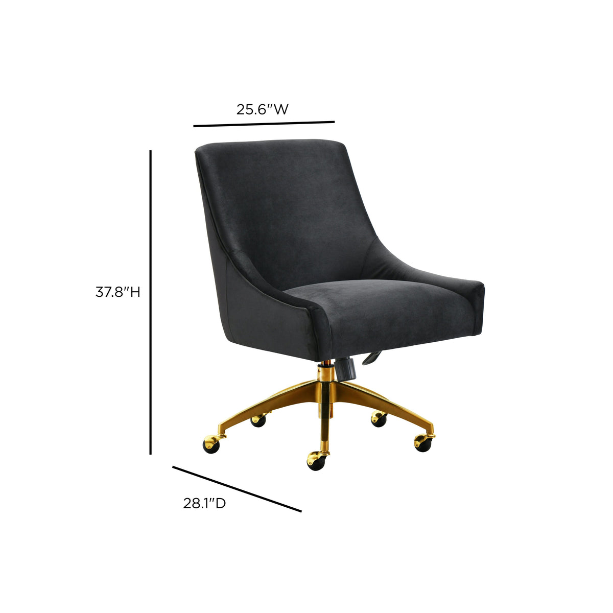 Beatrix Performance Velvet Office Swivel Chair in Black by TOV Furniture – photo 6 of 6