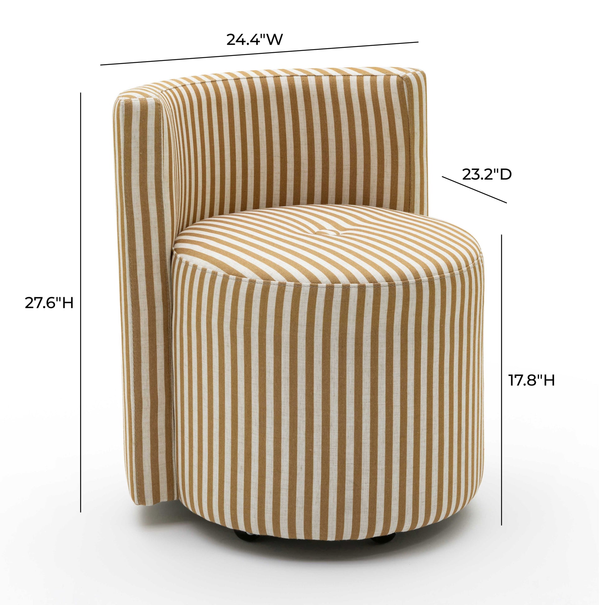 Alyssa Striped Performance Linen Rolling Desk Chair Mustard Yellow by Tov Furniture