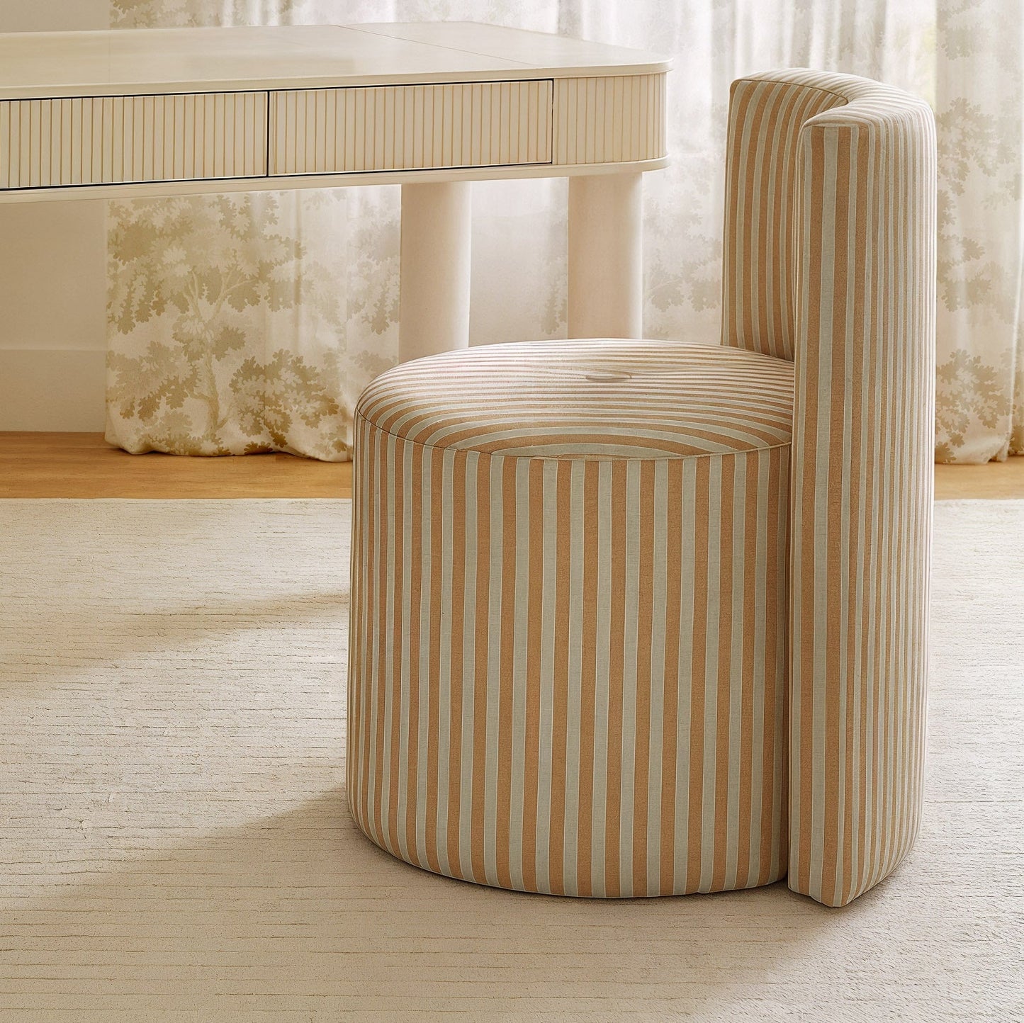 Alyssa Striped Performance Linen Rolling Desk Chair Mustard Yellow by Tov Furniture