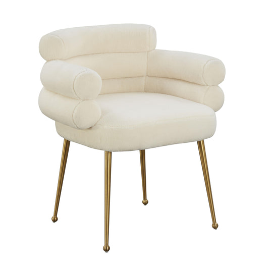 Dente Cream Performance Faux Sheepskin Dining Chair Cream - ON FINAL SALE by Tov Furniture