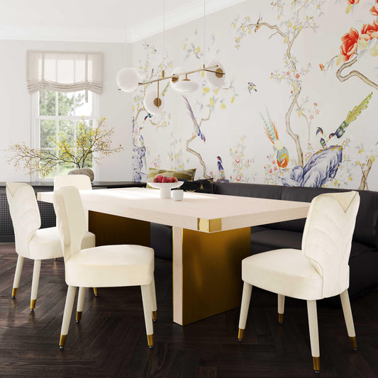 Selena 90" Ash Rectangular Dining Table Cream, Gold by Tov Furniture