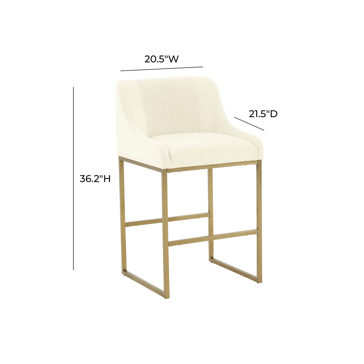 Lisa Cream Pleated Performance Velvet Counter Stool by Inspire Me! Home Decor by TOV Furniture – photo 6 of 6
