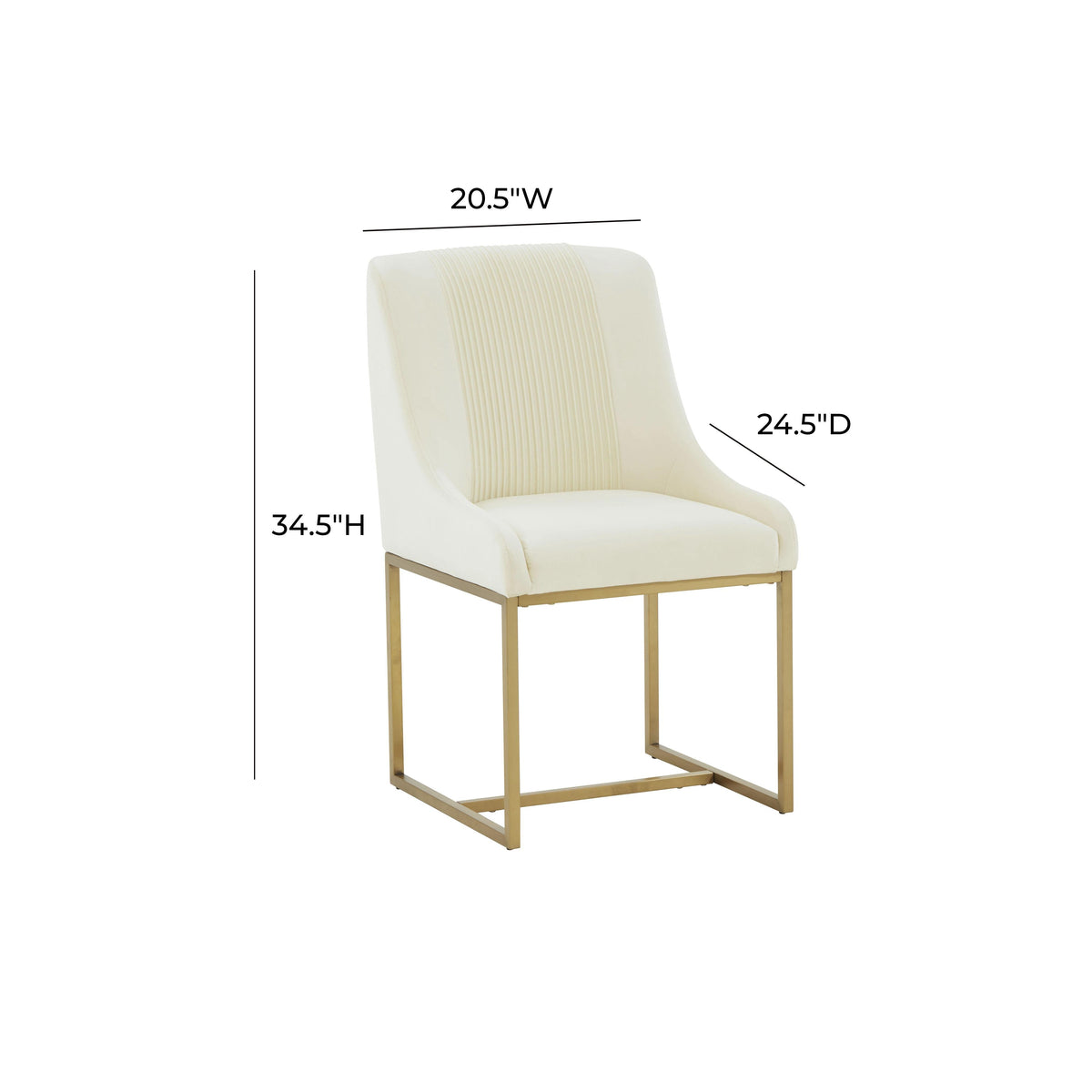 Lisa Cream Pleated Performance Velvet Dining Chair by Inspire Me! Home Decor by TOV Furniture – photo 6 of 6