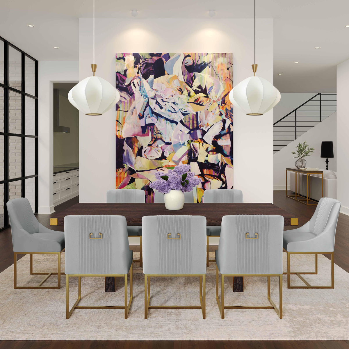 Lisa Grey Pleated Performance Velvet Dining Chair by Inspire Me! Home Decor by TOV Furniture – photo 2 of 6
