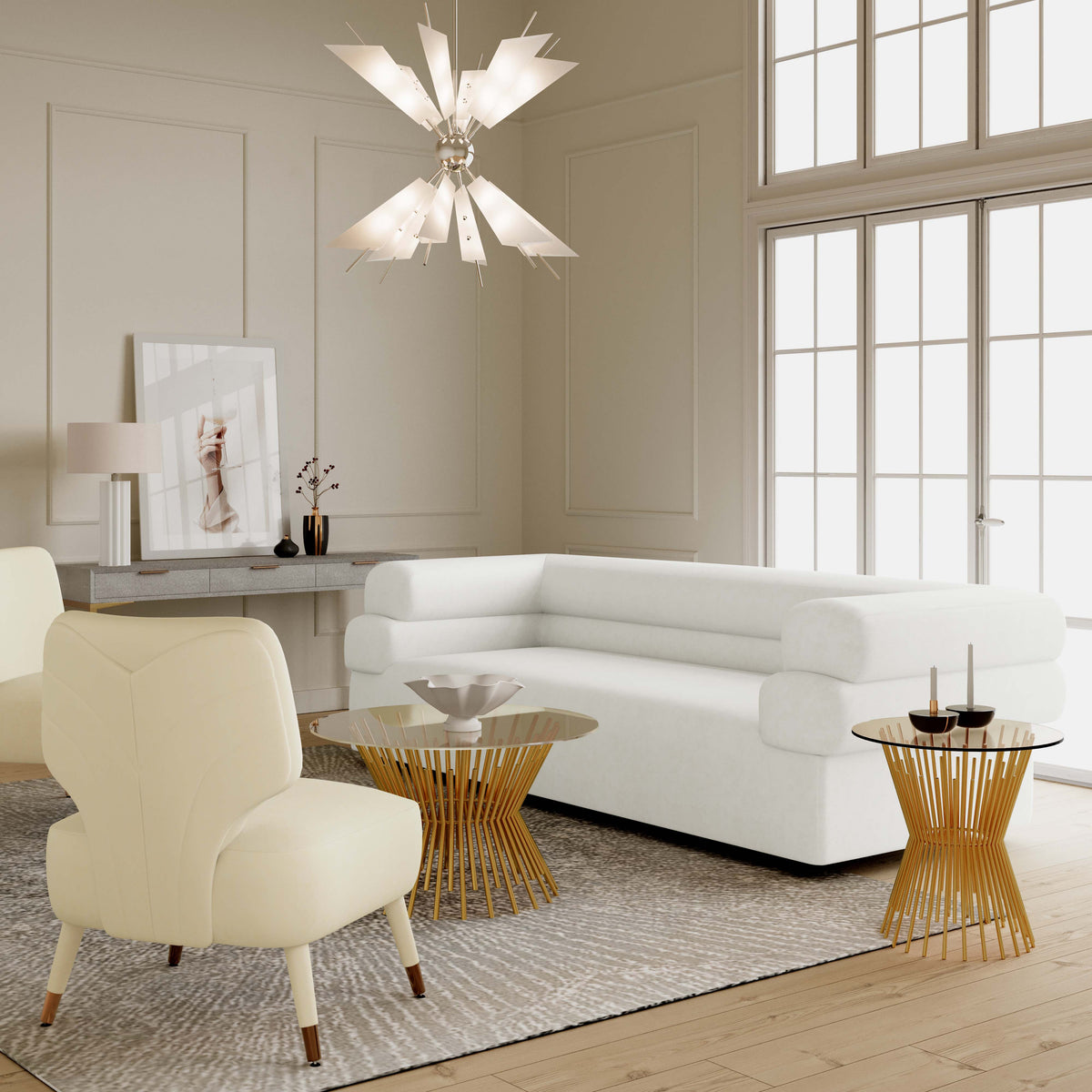 Elsa 98" Performance Fabric Sofa in Cream by TOV Furniture – photo 2 of 7