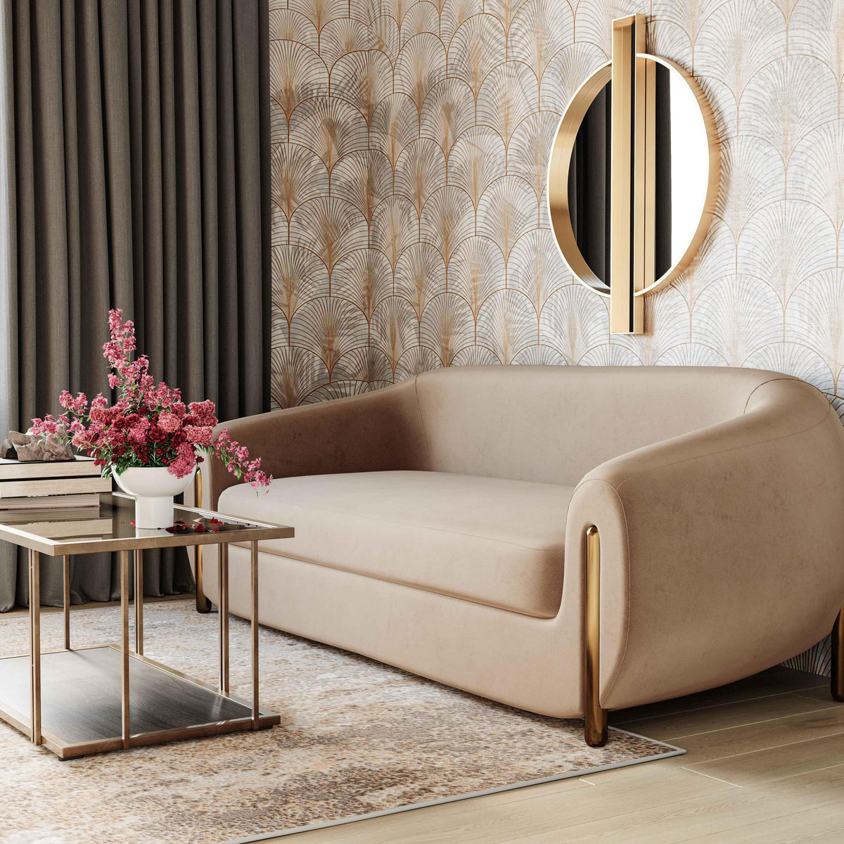 Lina 93" Cafe Au Lait Brown Performance Velvet Sofa by Inspire Me! Home Decor by TOV Furniture – photo 2 of 7