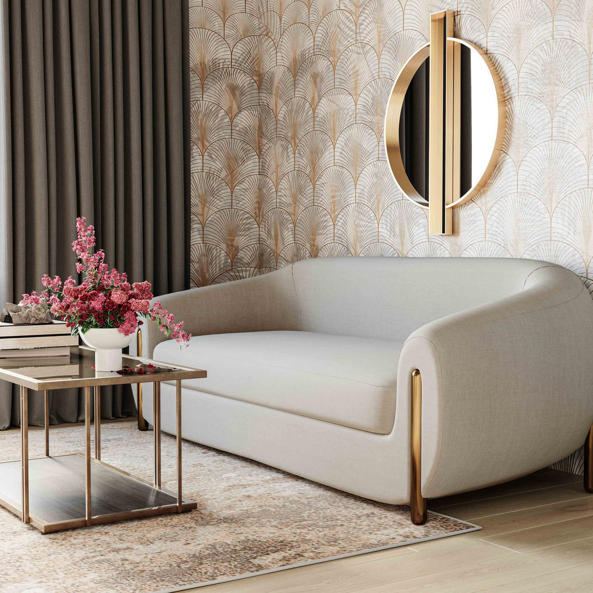 Lina 93" Grey Textured Linen Sofa by Inspire Me! Home Decor by TOV Furniture – photo 2 of 7