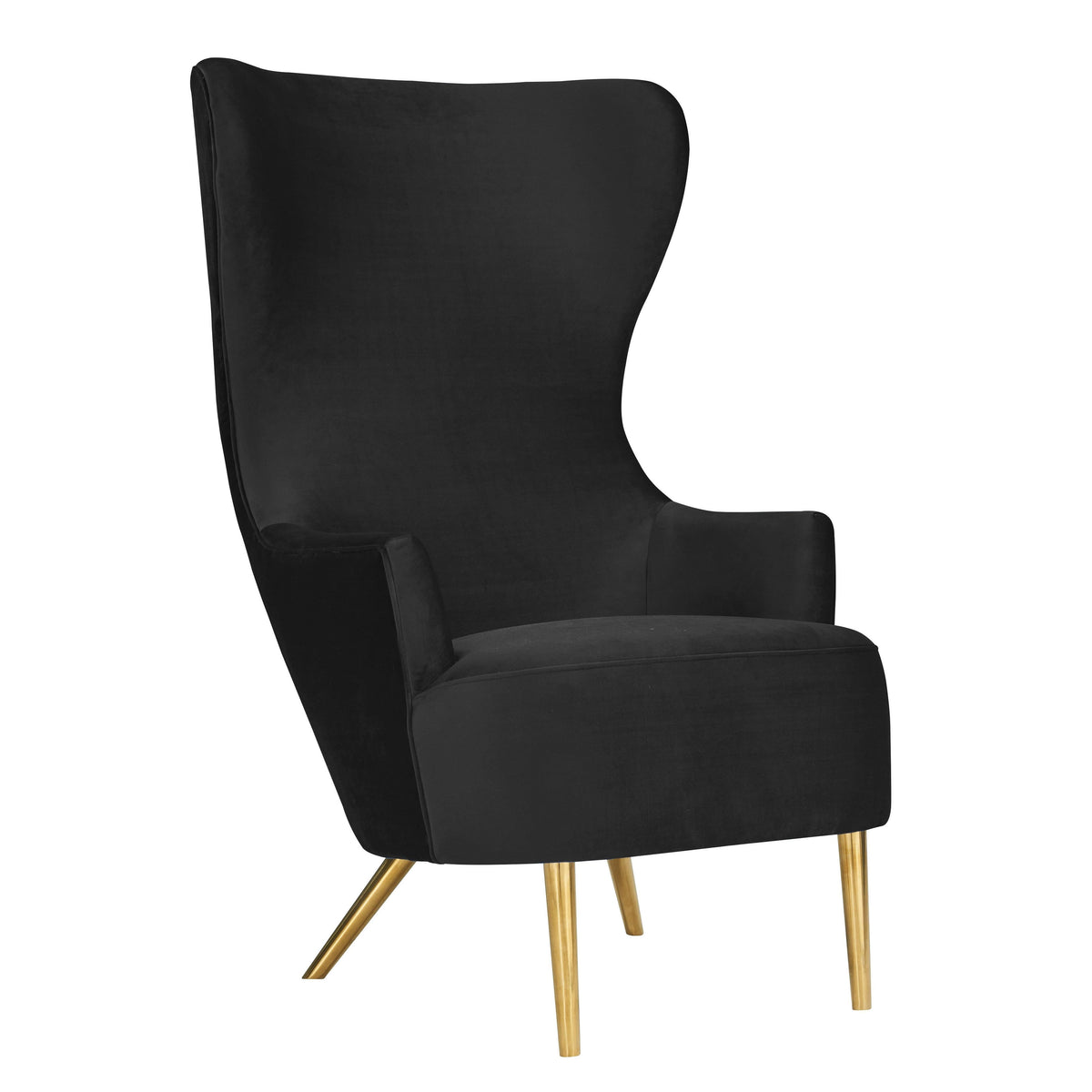 Julia Performance Velvet Wingback Accent Chair in Black by TOV Furniture – photo 1 of 6