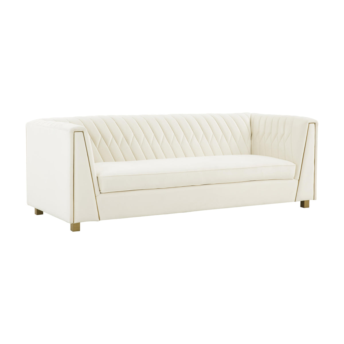 Wafa 87" Cream Performance Velvet Sofa by TOV Furniture – photo 1 of 6