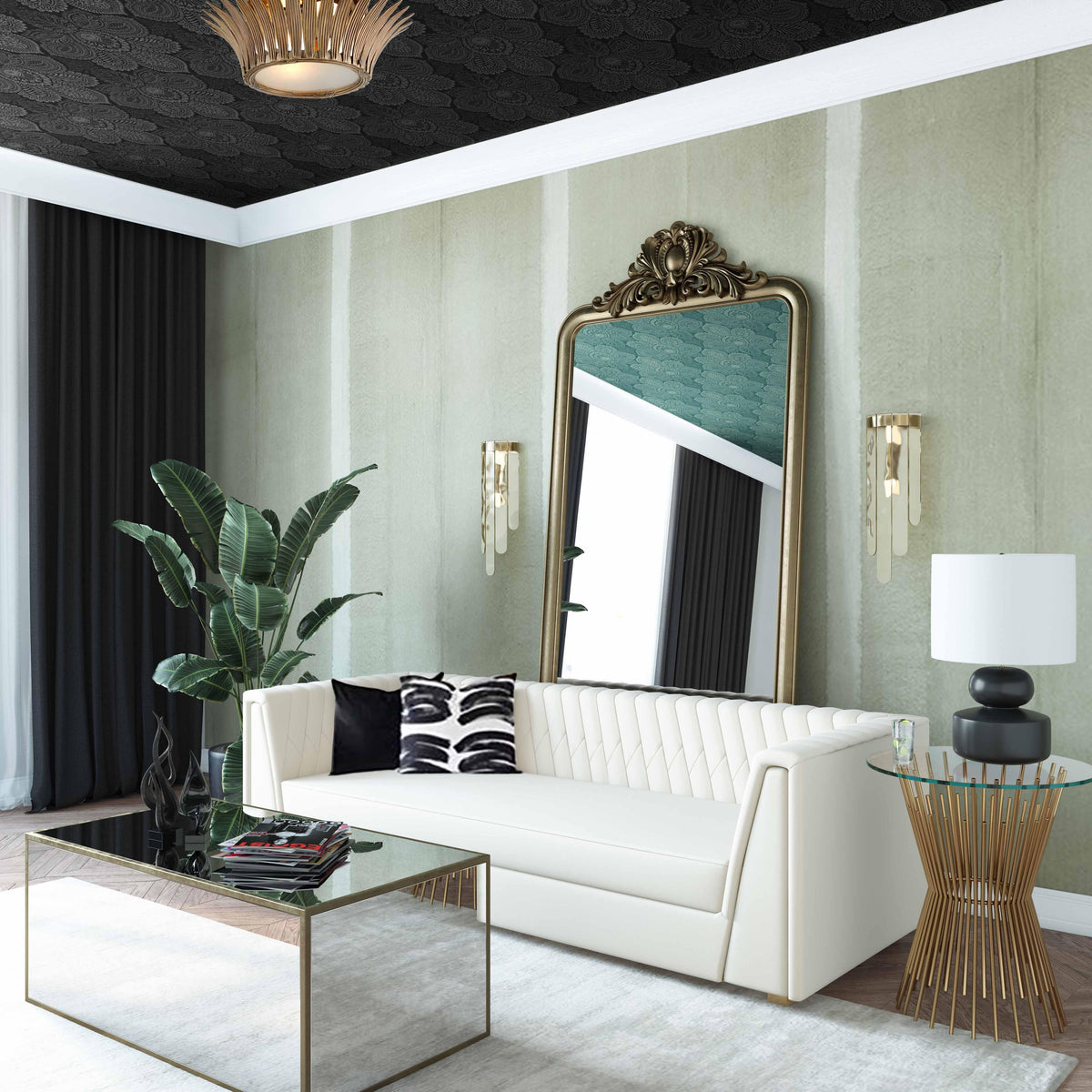 Wafa 87" Cream Performance Velvet Sofa by TOV Furniture – photo 2 of 6