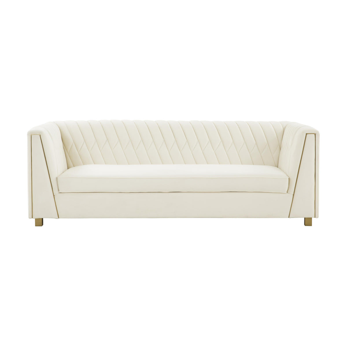 Wafa 87" Cream Performance Velvet Sofa by TOV Furniture – photo 3 of 6