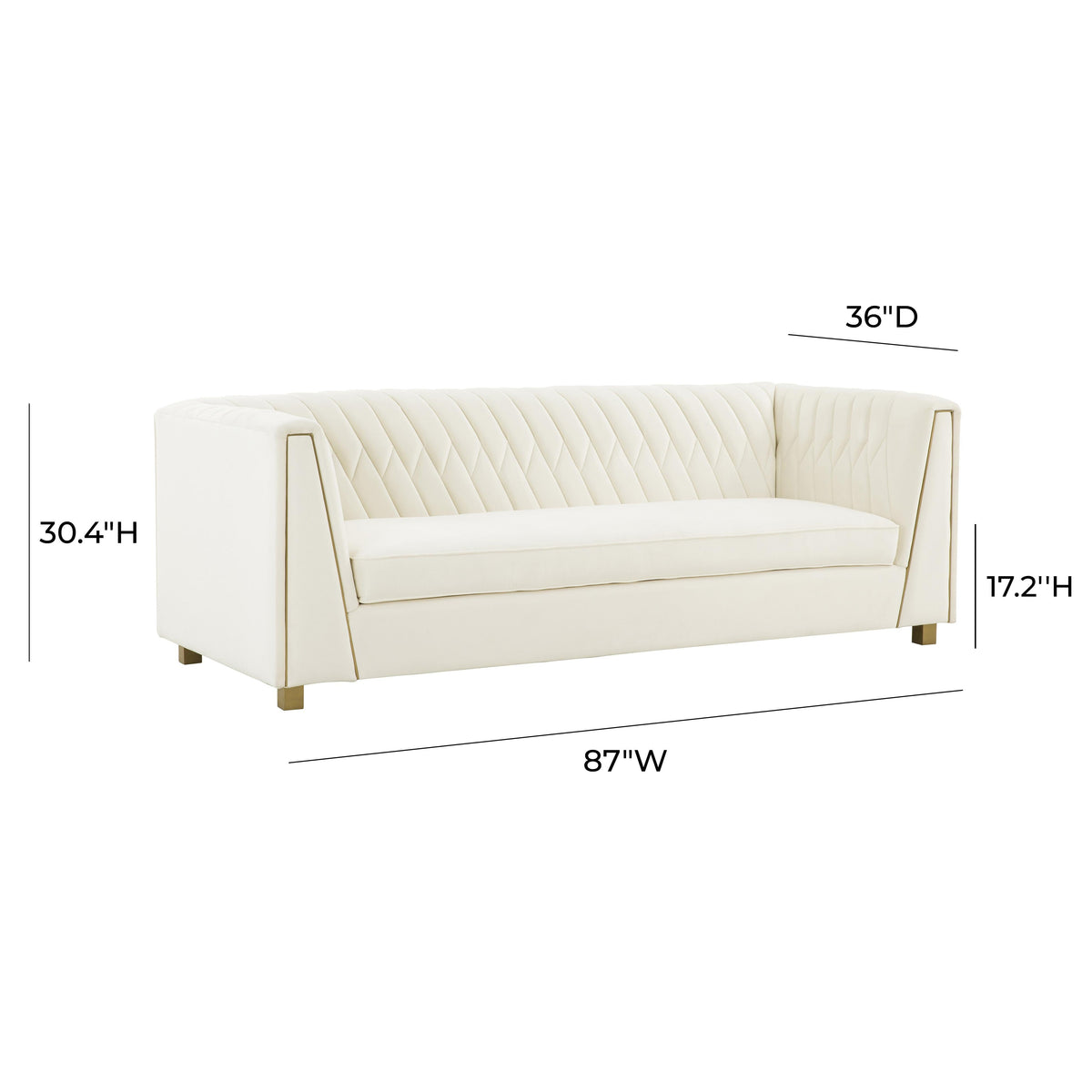Wafa 87" Cream Performance Velvet Sofa by TOV Furniture – photo 6 of 6