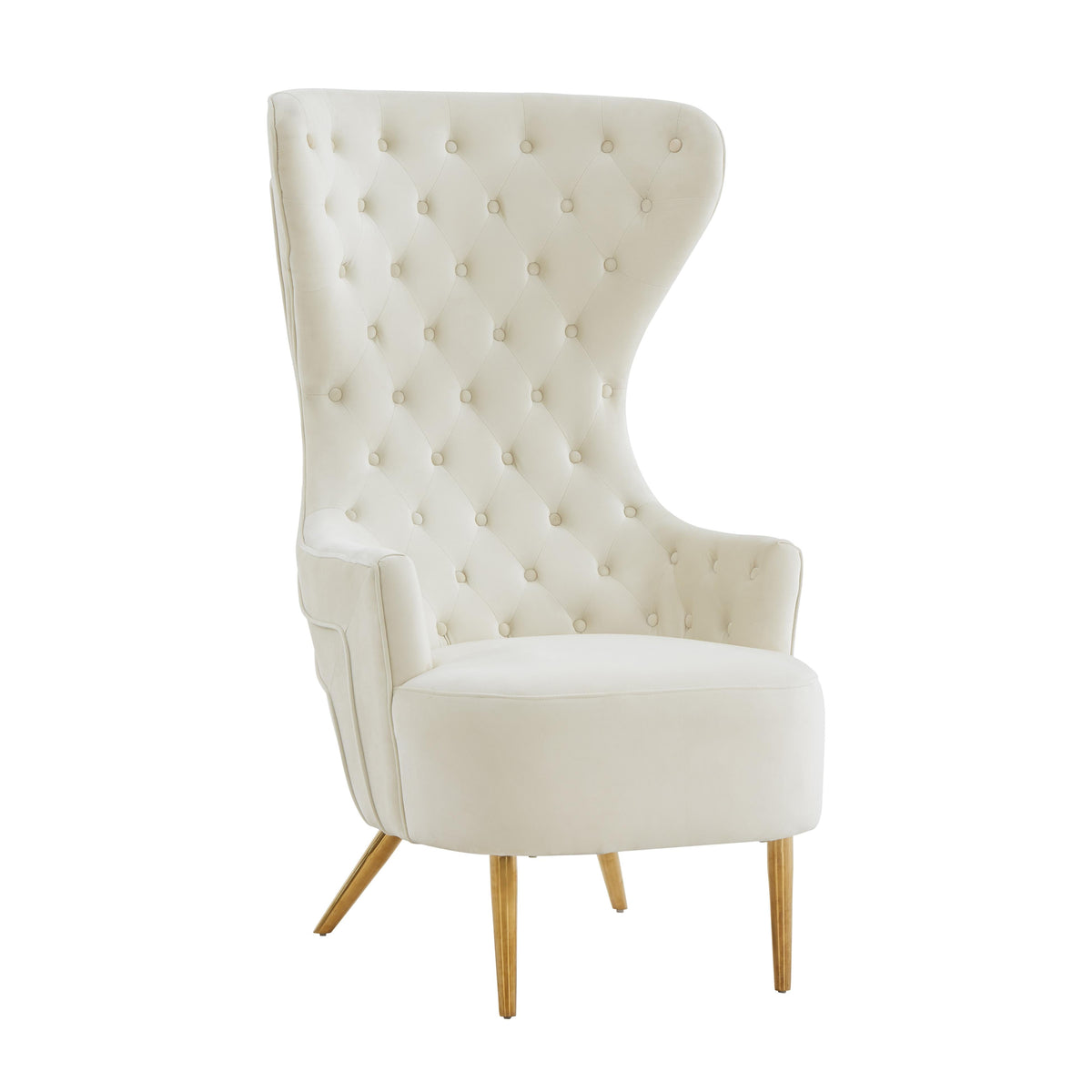 Jezebel Performance Velvet Wingback Accent Chair in Cream by TOV Furniture – photo 1 of 6